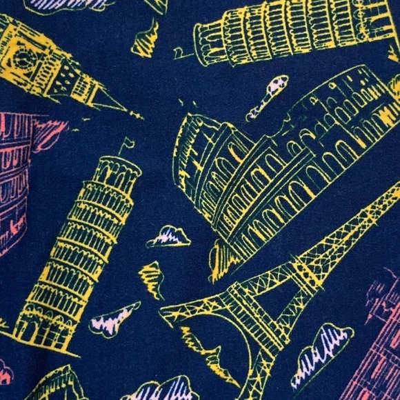 NWT LulaRoe OS Leggings navy blue Eiffel Tower Pisa Colosseum Europe Paris Rome - Picture 2 of 4